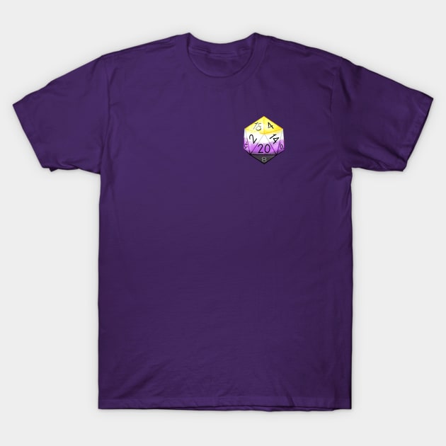 Nonbinary Pride D20 Dice T-Shirt by theoneKierce